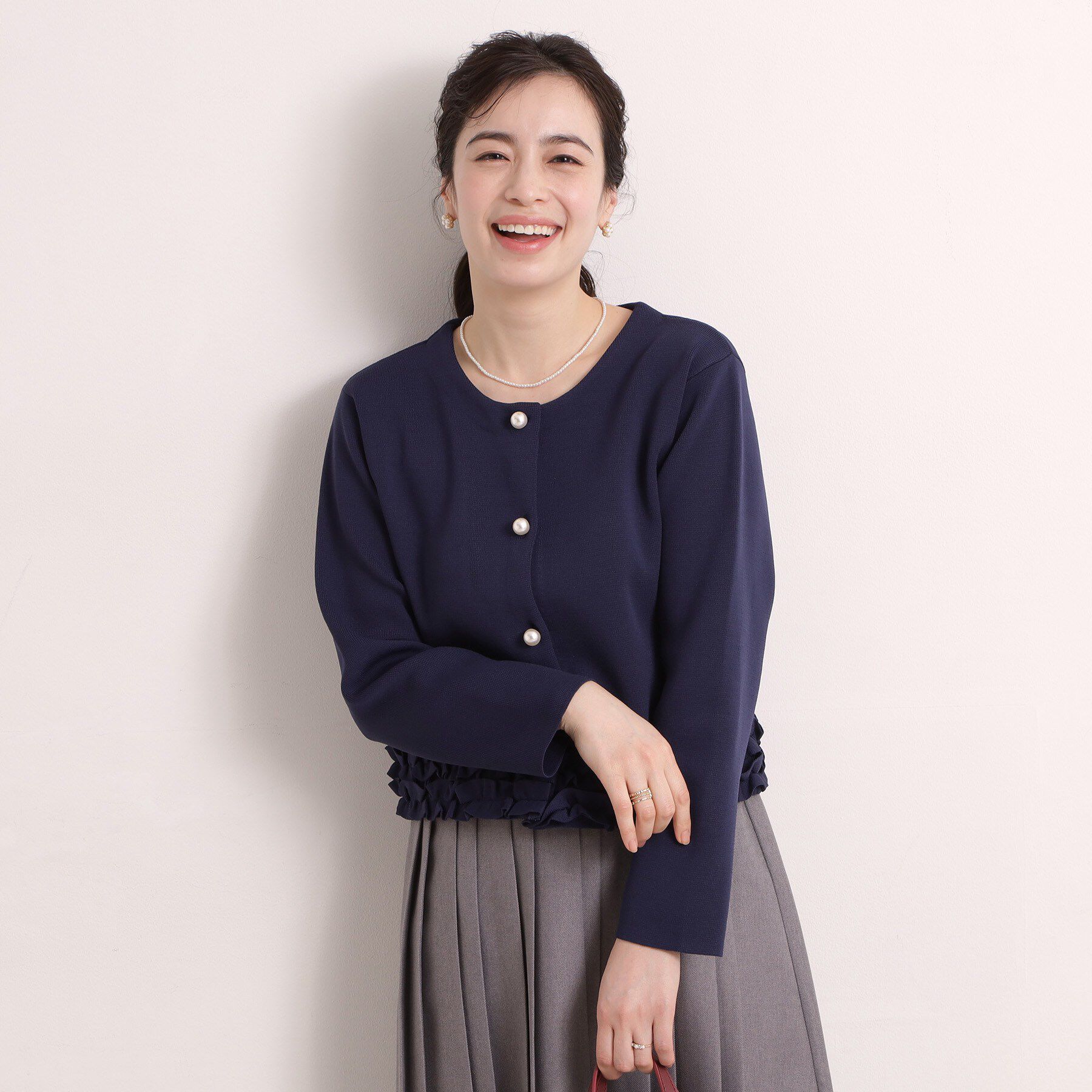 ITS&rsquo;DEMO「【手洗い可／入卒】裾フリルニットカーディガン」|カーディガン|