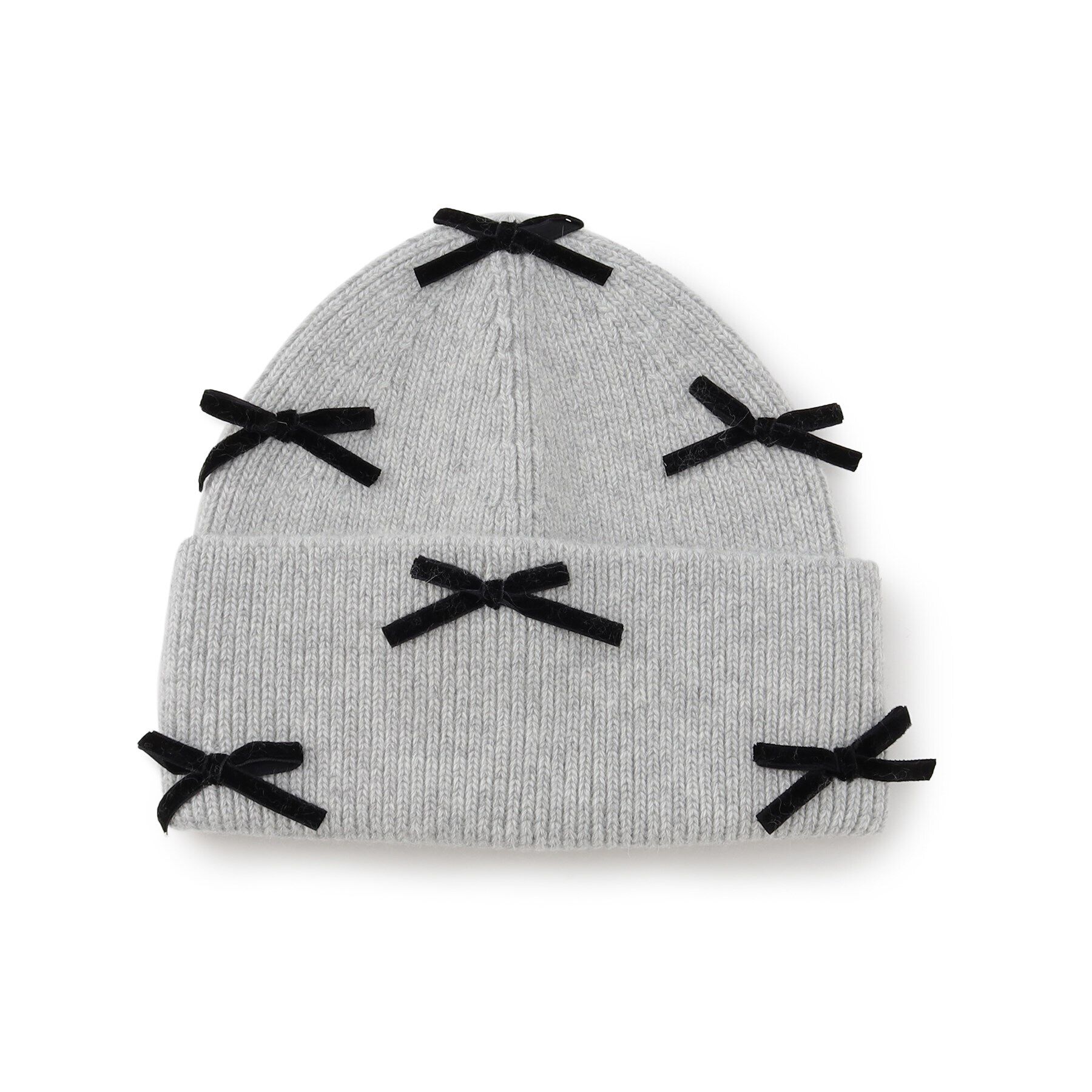 Grandedge「ベロアメニーリボンニット帽」|ニット帽|グレー(012)