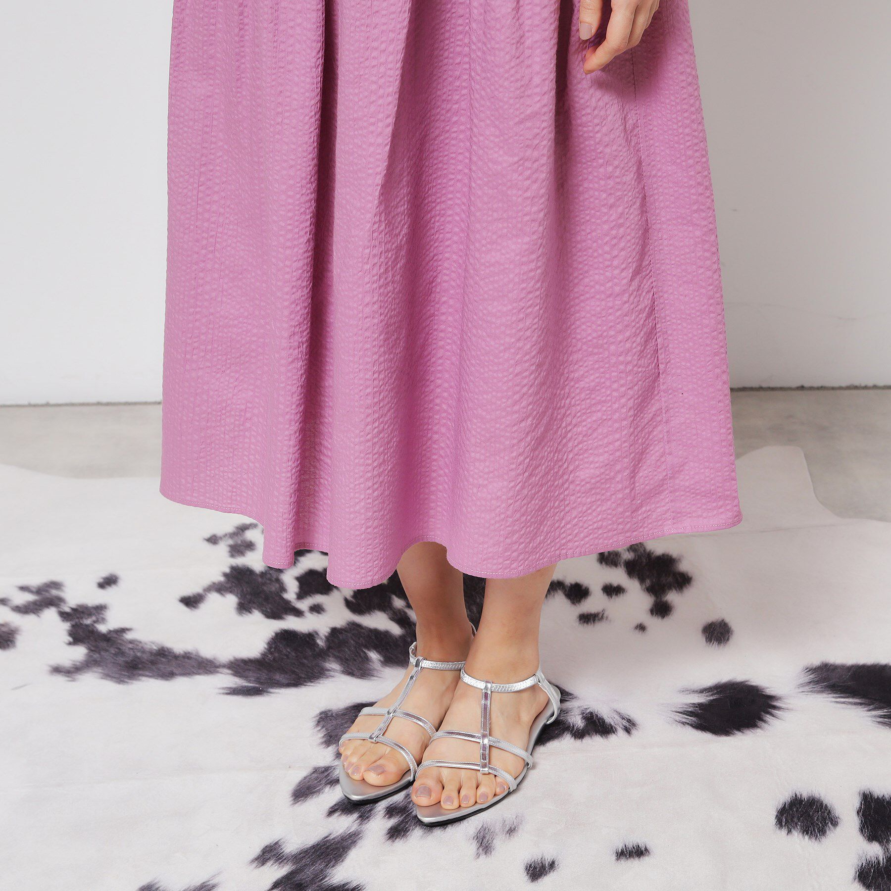 SunaUna「【涼し気！／サッカー素材】パフスリーブワンピース」|ワンピース|