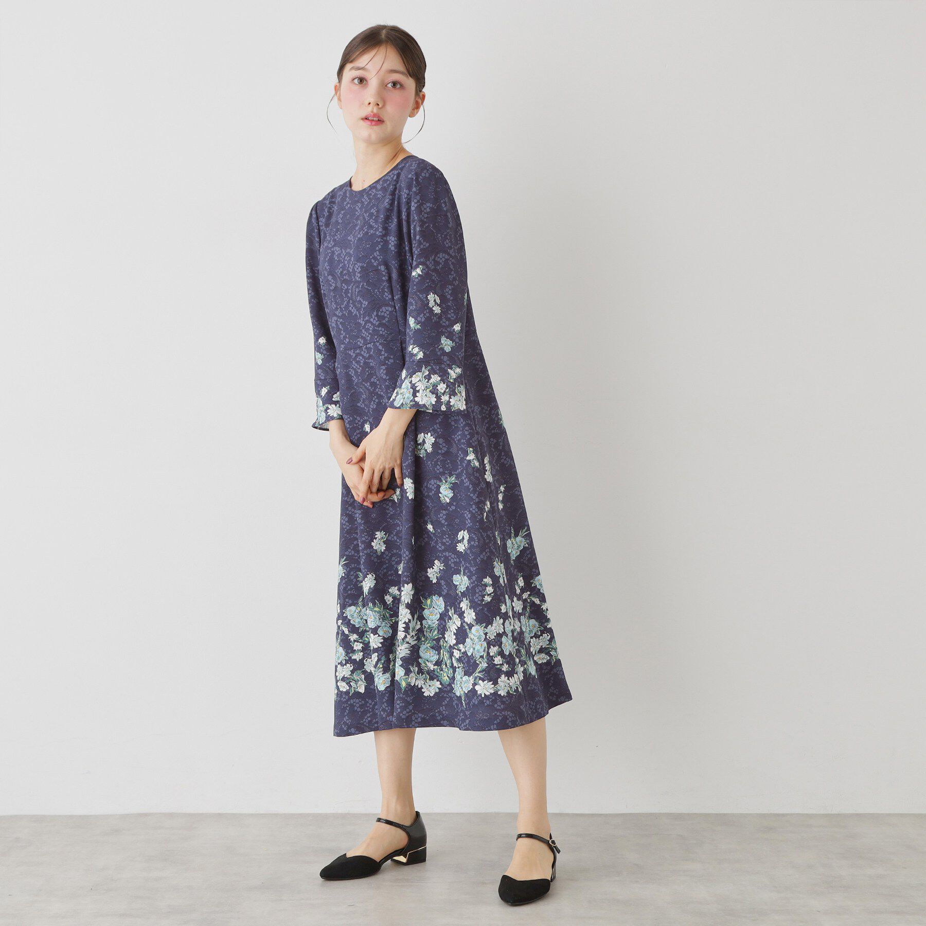 SunaUna「【co creation and yours／SS～L】レースプリントワンピース」|ワンピース|