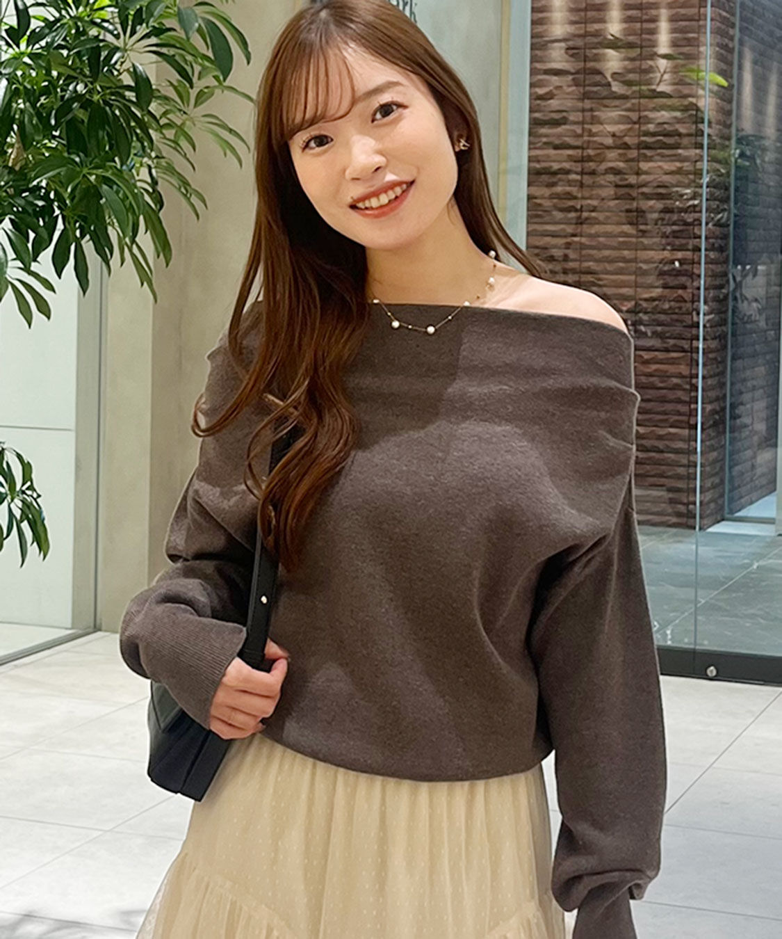 COCO DEAL「ドレープオフショルニット」|ニット・セーター|モカ