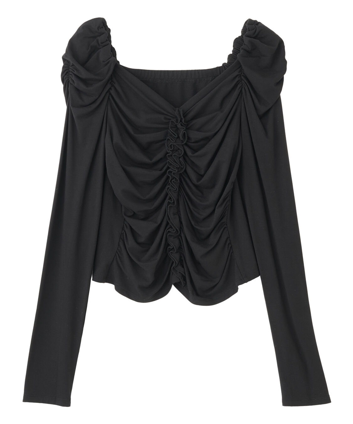 COCO DEAL「フリルドレープトップス」|Tシャツ・カットソー|ブラック