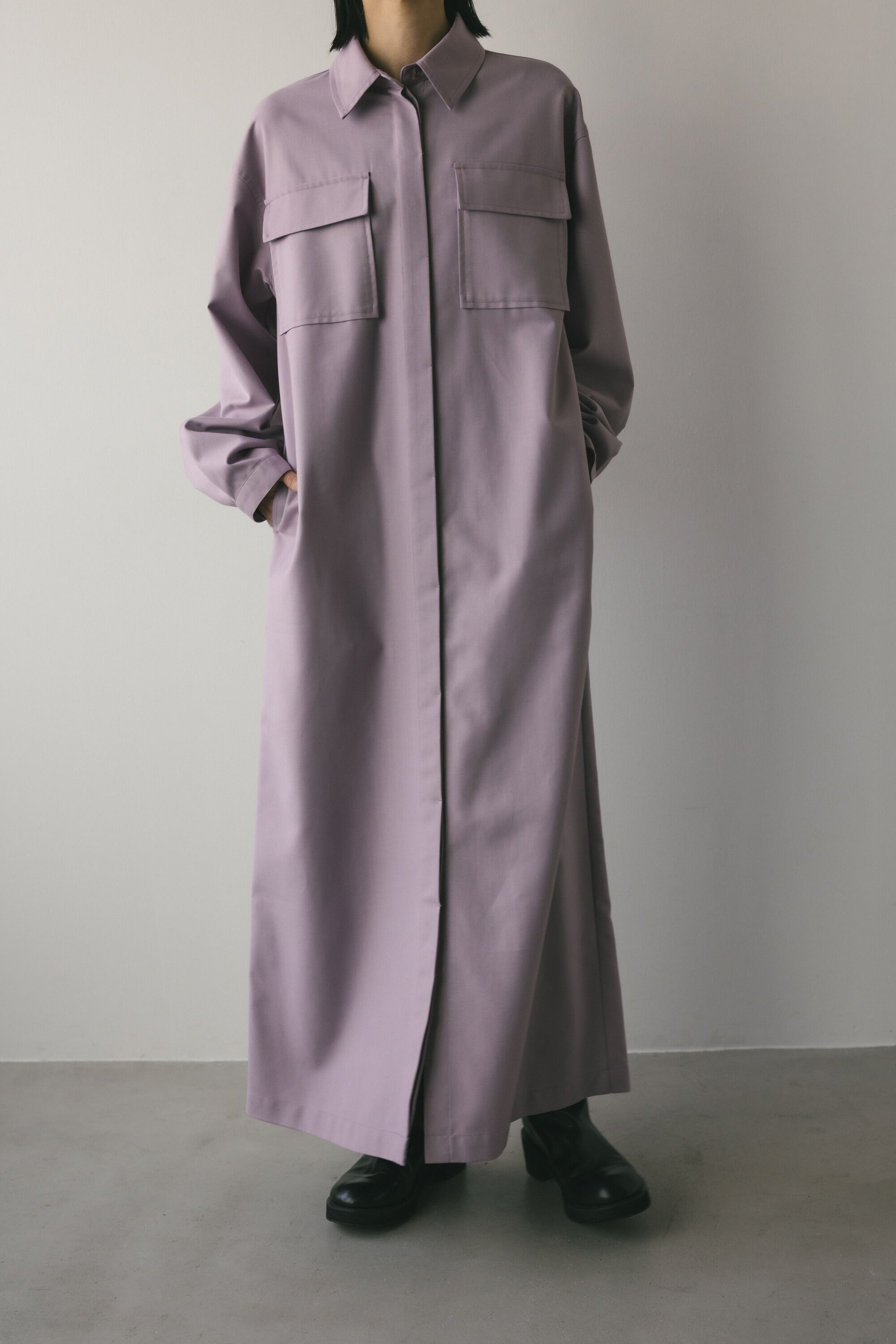 STYLEMIXER「ビッグポケットシャツワンピース」|ワンピース|L/PUR1