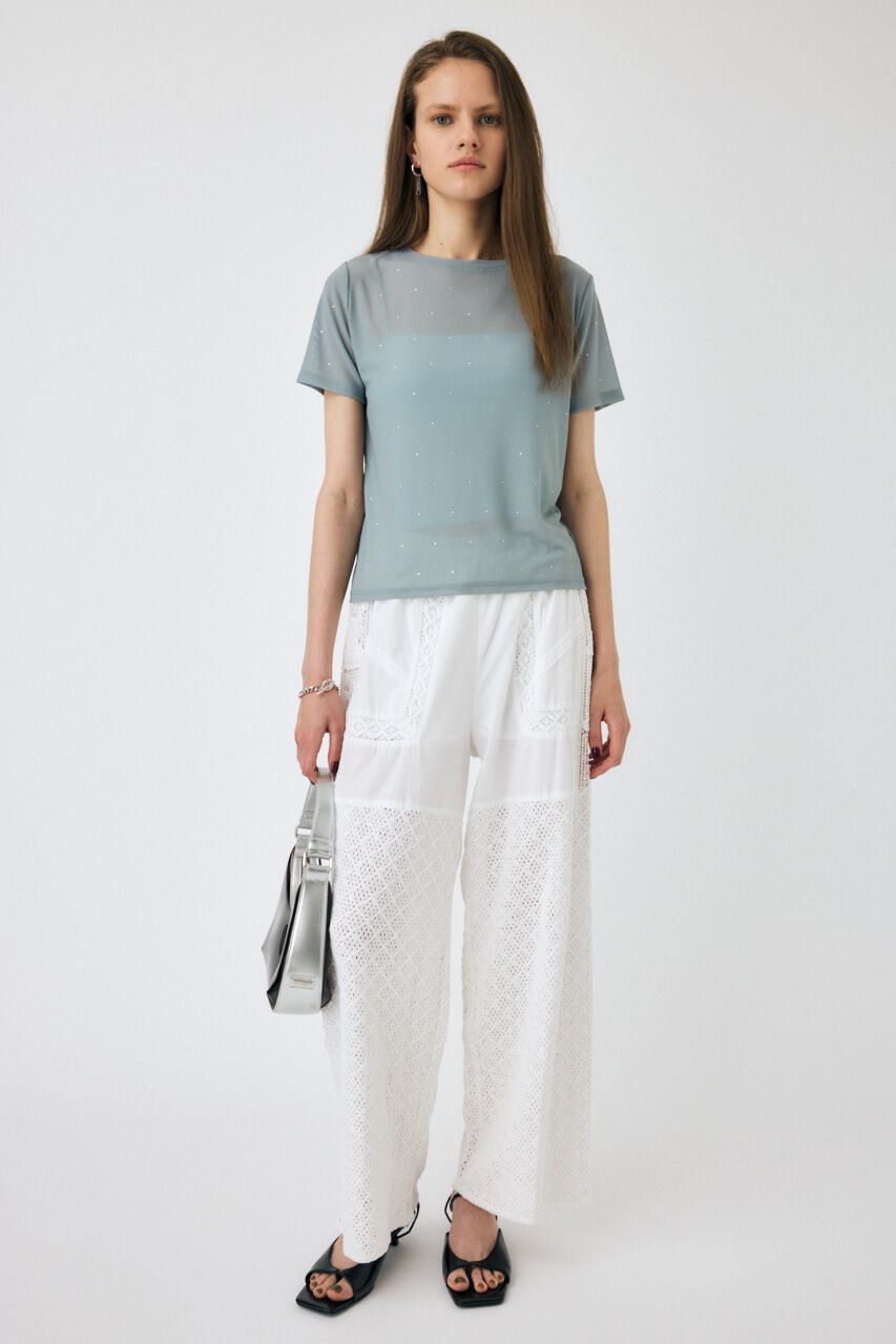 MOUSSY「RHINESTONE SHEER Tシャツ」|Tシャツ・カットソー|