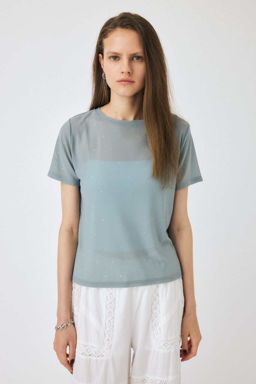 MOUSSY「RHINESTONE SHEER Tシャツ」|Tシャツ・カットソー|