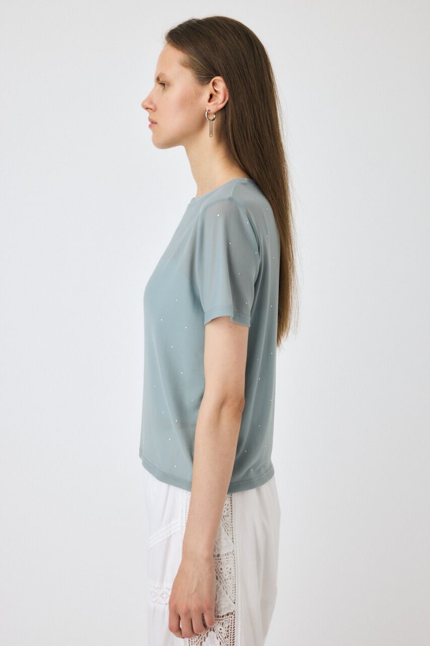 MOUSSY「RHINESTONE SHEER Tシャツ」|Tシャツ・カットソー|
