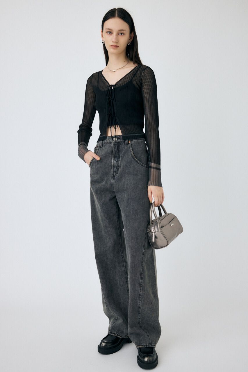 MOUSSY「FRONT TIE シアーカーディガン」|カーディガン|