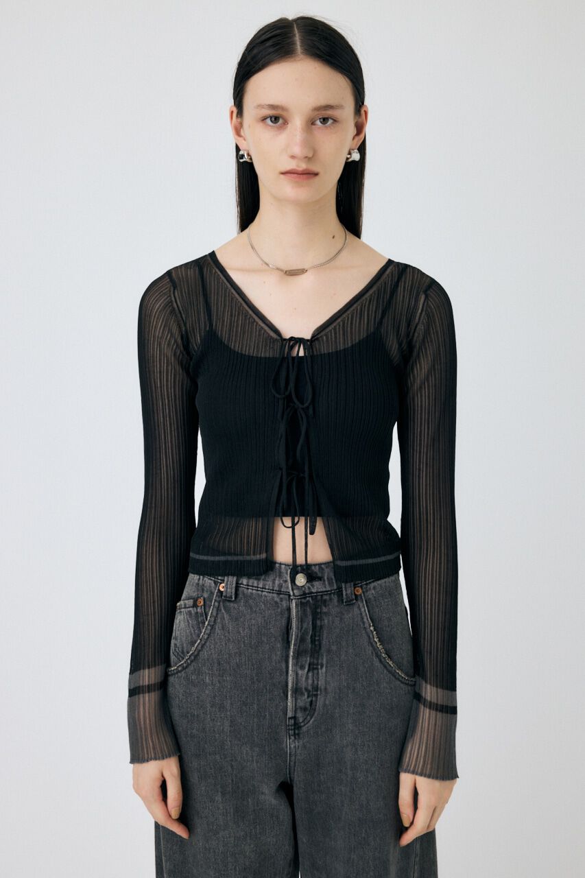 MOUSSY「FRONT TIE シアーカーディガン」|カーディガン|