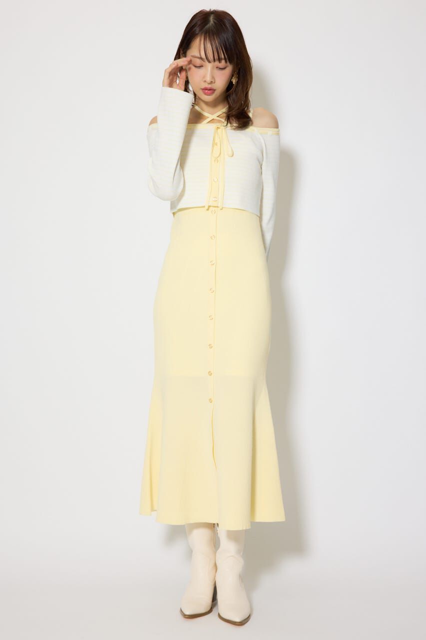 rienda「ボーダーカーデセットマーメイドニットワンピース」|ワンピース|