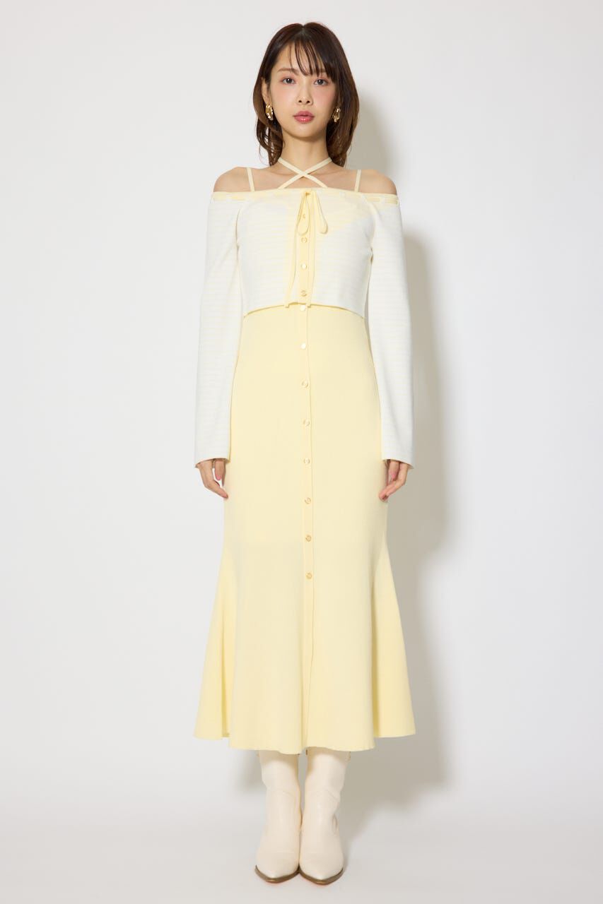 rienda「ボーダーカーデセットマーメイドニットワンピース」|ワンピース|