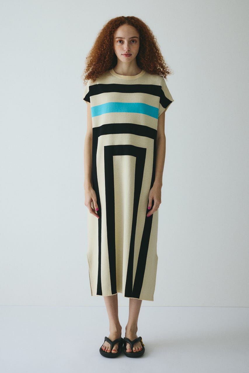 HeRIN.CYE「Square knit  one piece」|ワンピース|柄WHT5