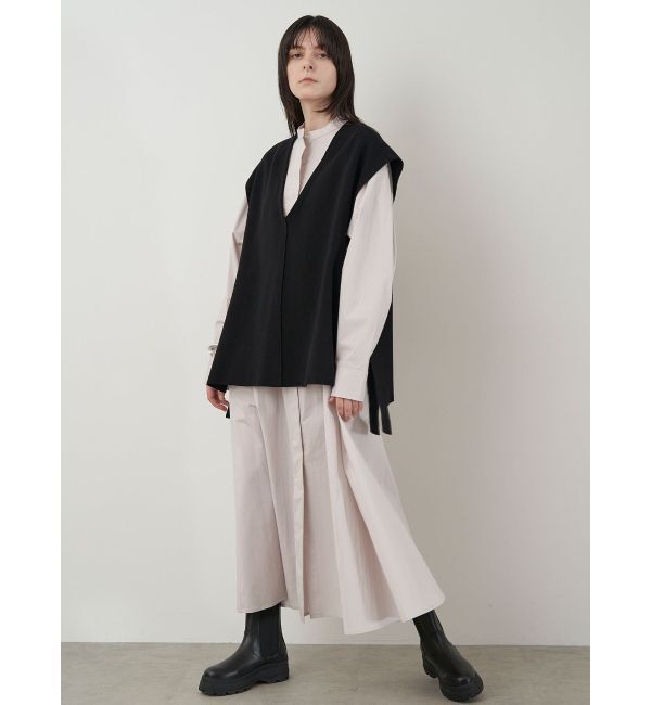 ELENDEEK「KNIT VEST LAYERED SH OP」|ワンピース|ライトグレー