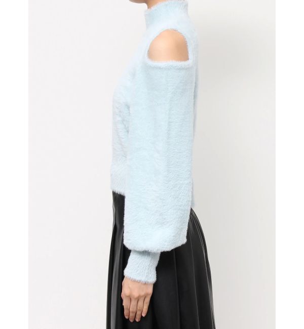 MERCURYDUO「オープンショルダーミニシャギーニット」|ニット・セーター|