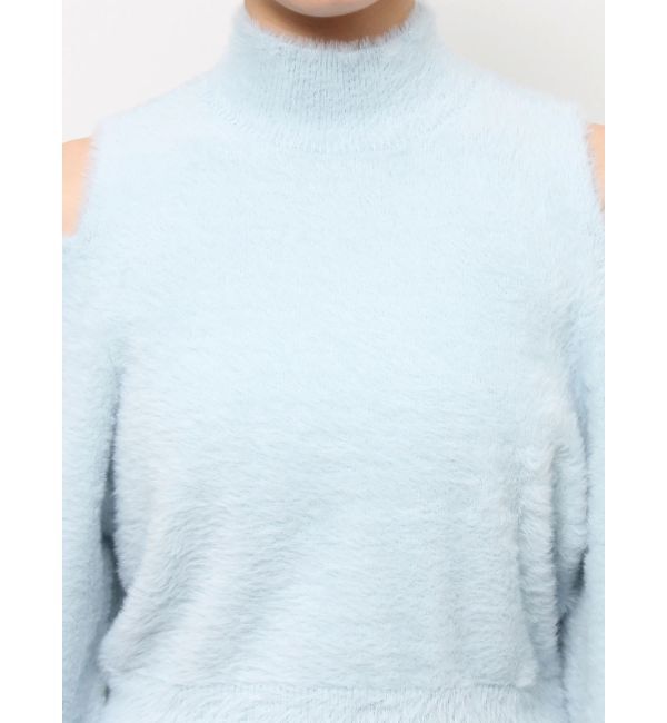 MERCURYDUO「オープンショルダーミニシャギーニット」|ニット・セーター|