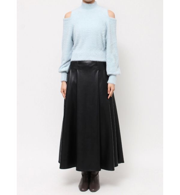 MERCURYDUO「オープンショルダーミニシャギーニット」|ニット・セーター|