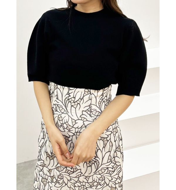 MERCURYDUO「総針パフスリーブニット」|ニット・セーター|ブラック