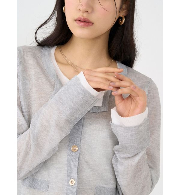 LAGUNAMOON「メタルボタンシアーニットカーディガン」|カーディガン|