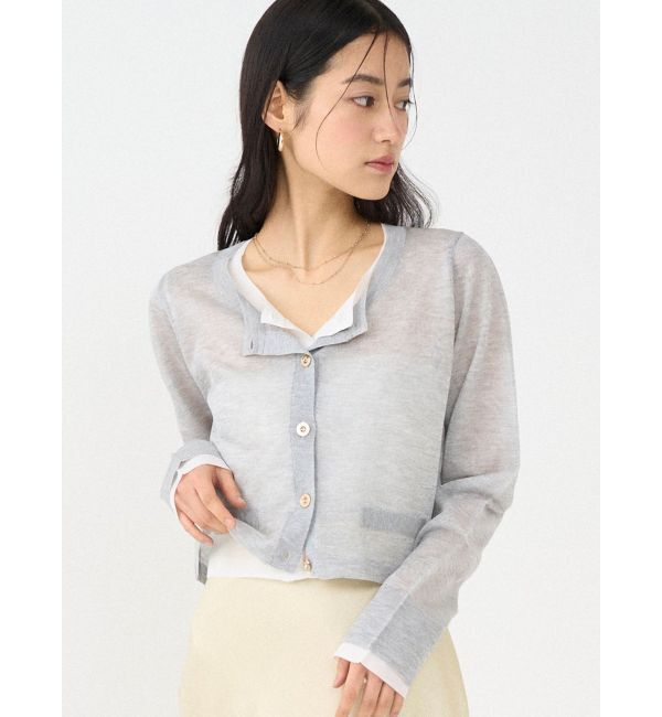 LAGUNAMOON「メタルボタンシアーニットカーディガン」|カーディガン|