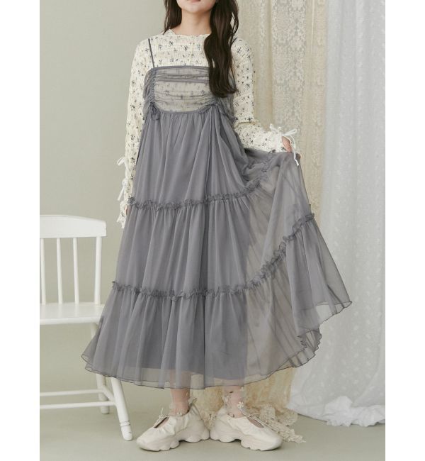 merry jenny「ドロストチュールキャミワンピース」|ワンピース|グレー