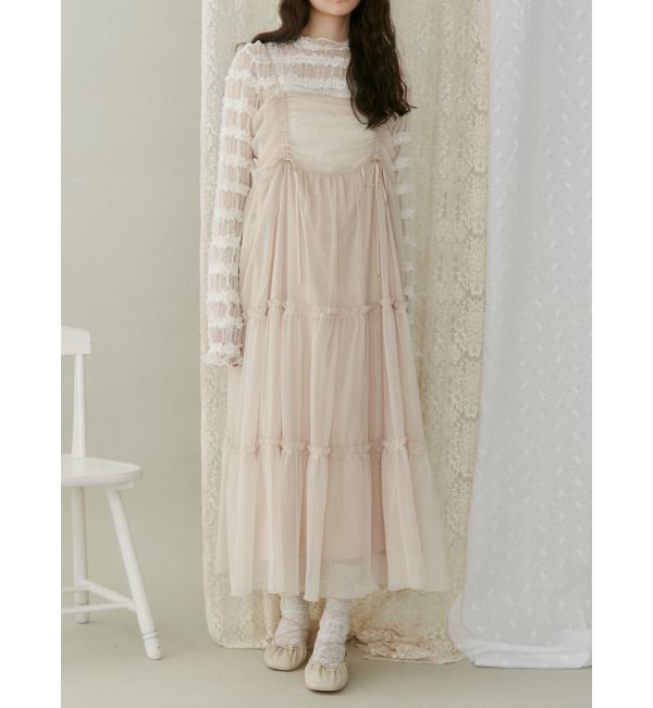 merry jenny「ドロストチュールキャミワンピース」|ワンピース|ベージュ