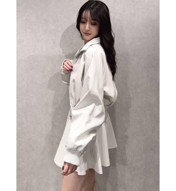 GYDA「レースラインボリュームスリーブフェイクレザージャケット【SETUP着用可】」|ブルゾン・スタジャン|