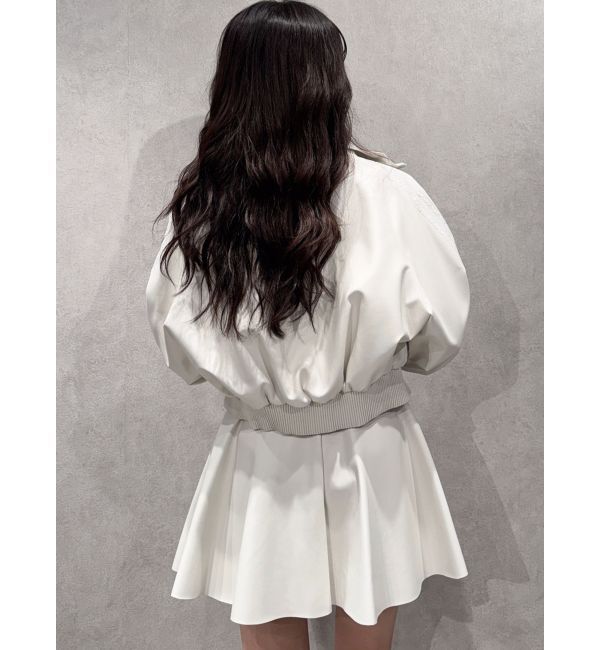 GYDA「レースラインボリュームスリーブフェイクレザージャケット【SETUP着用可】」|ブルゾン・スタジャン|