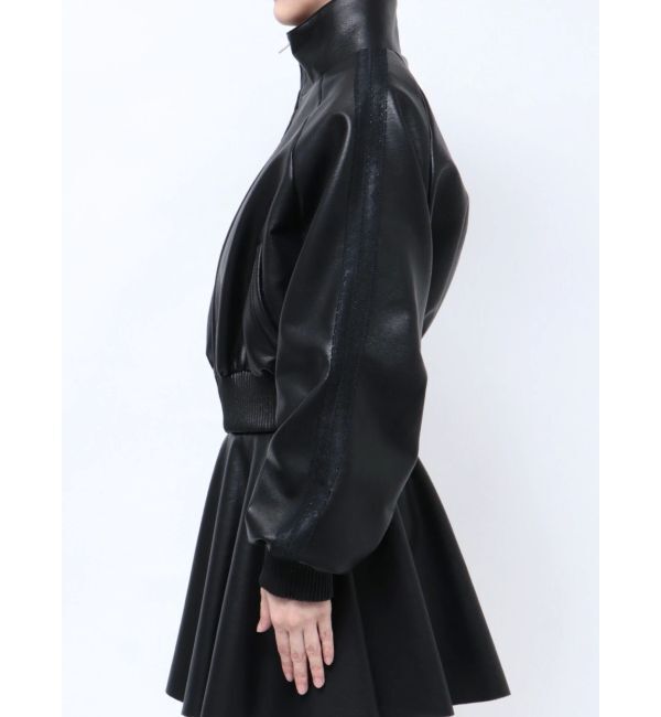 GYDA「レースラインボリュームスリーブフェイクレザージャケット【SETUP着用可】」|ブルゾン・スタジャン|