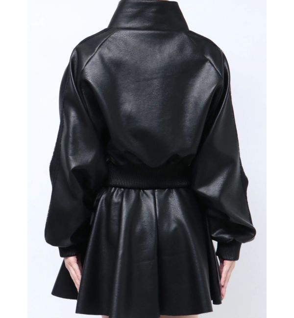 GYDA「レースラインボリュームスリーブフェイクレザージャケット【SETUP着用可】」|ブルゾン・スタジャン|