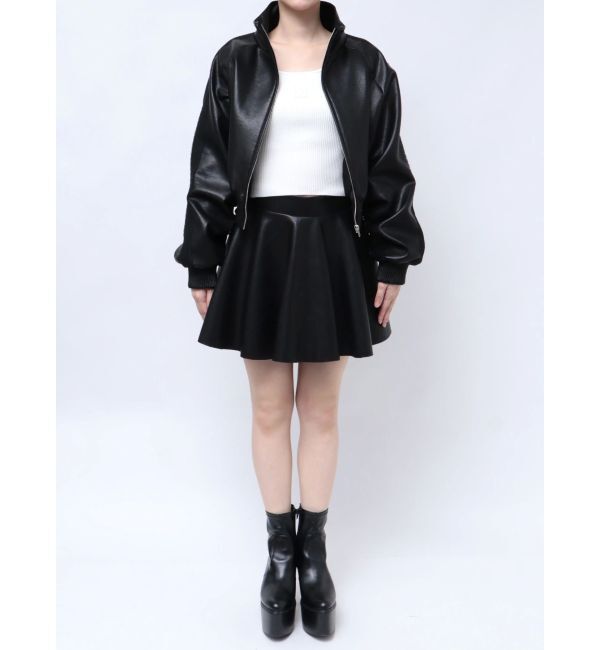 GYDA「レースラインボリュームスリーブフェイクレザージャケット【SETUP着用可】」|ブルゾン・スタジャン|