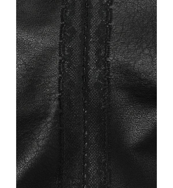 GYDA「レースラインボリュームスリーブフェイクレザージャケット【SETUP着用可】」|ブルゾン・スタジャン|