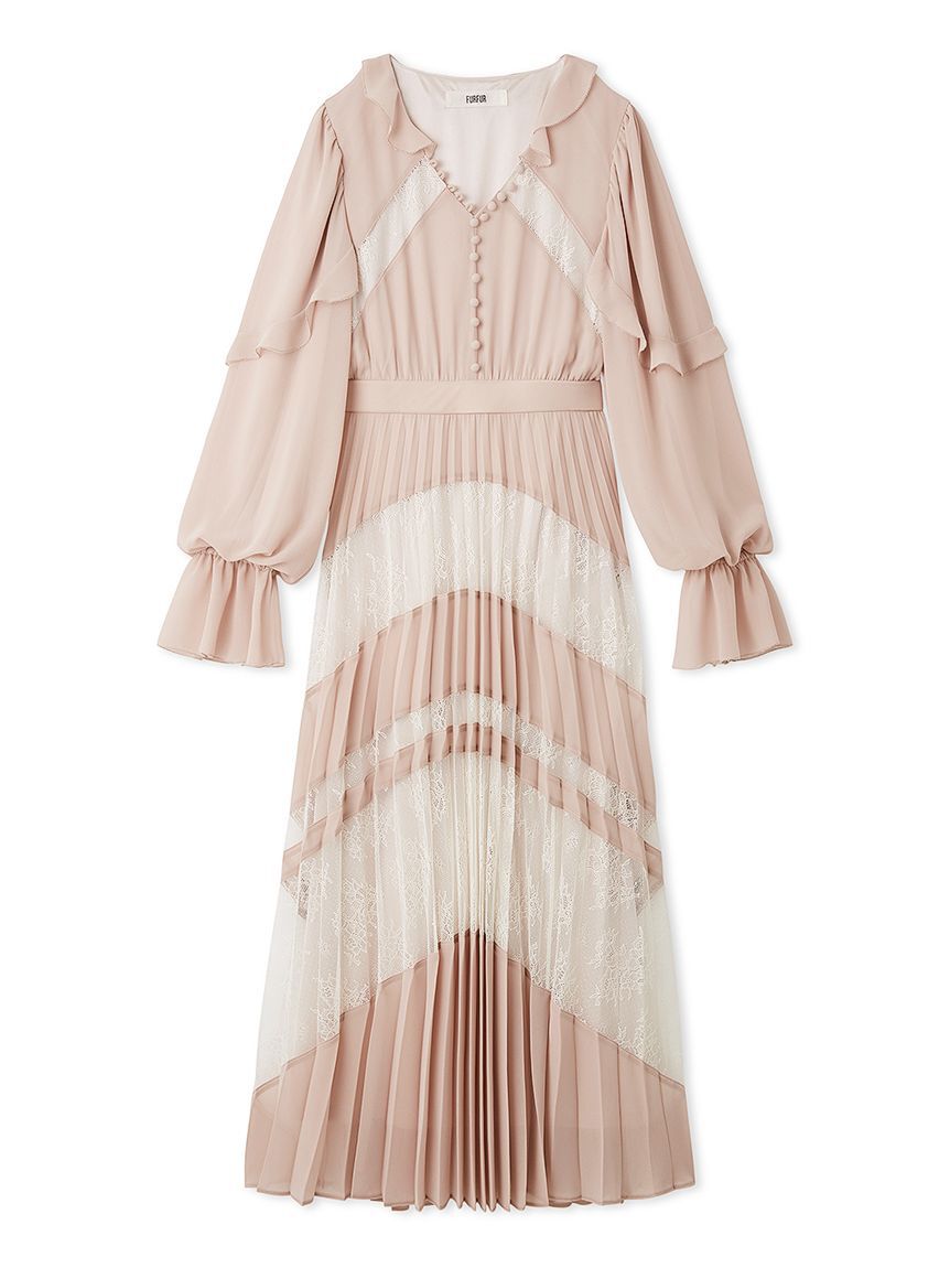 FURFUR「スイッチングレースプリーツドレス」|ドレス|