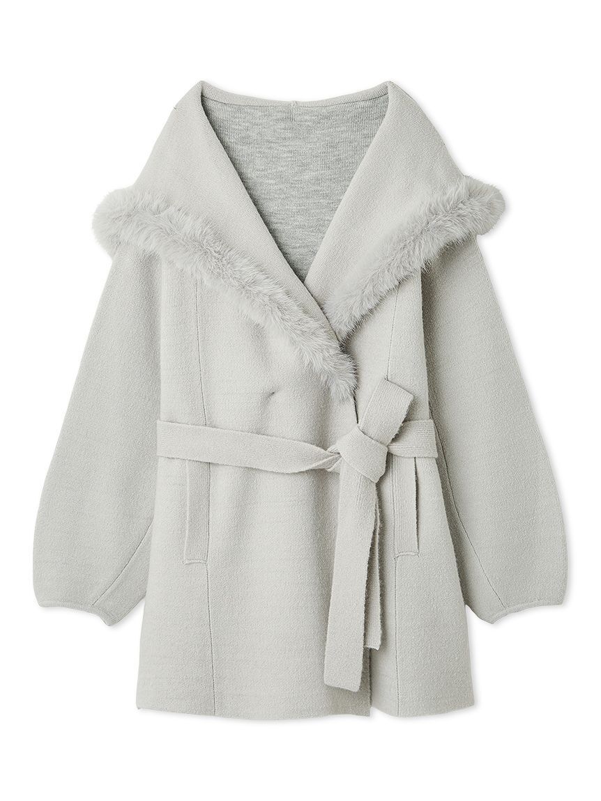 SNIDEL「ファーフードニットコート」|チェスターコート|