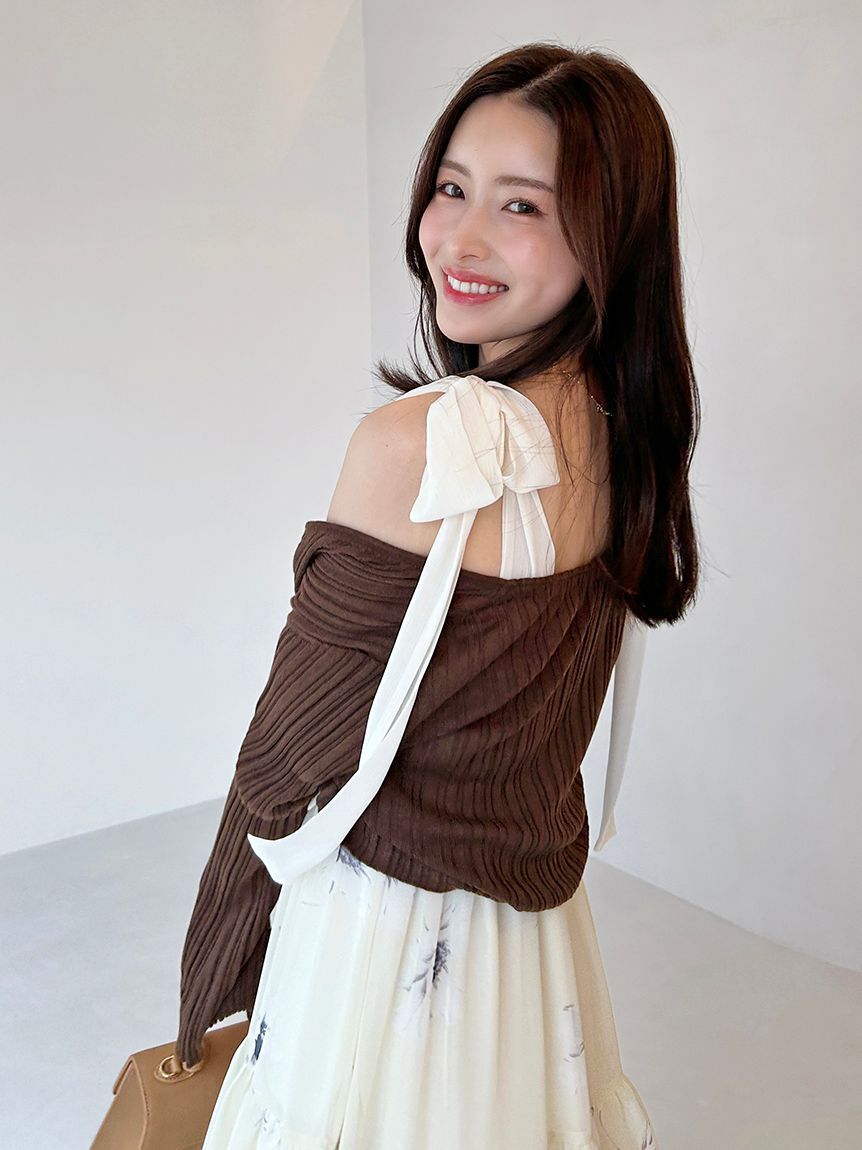 FLOWER COLLECTION】プリントショルダーリボンワンピース（SNIDEL