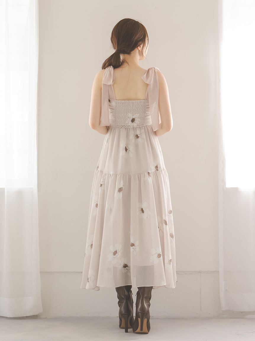 FLOWER COLLECTION】プリントショルダーリボンワンピース（SNIDEL