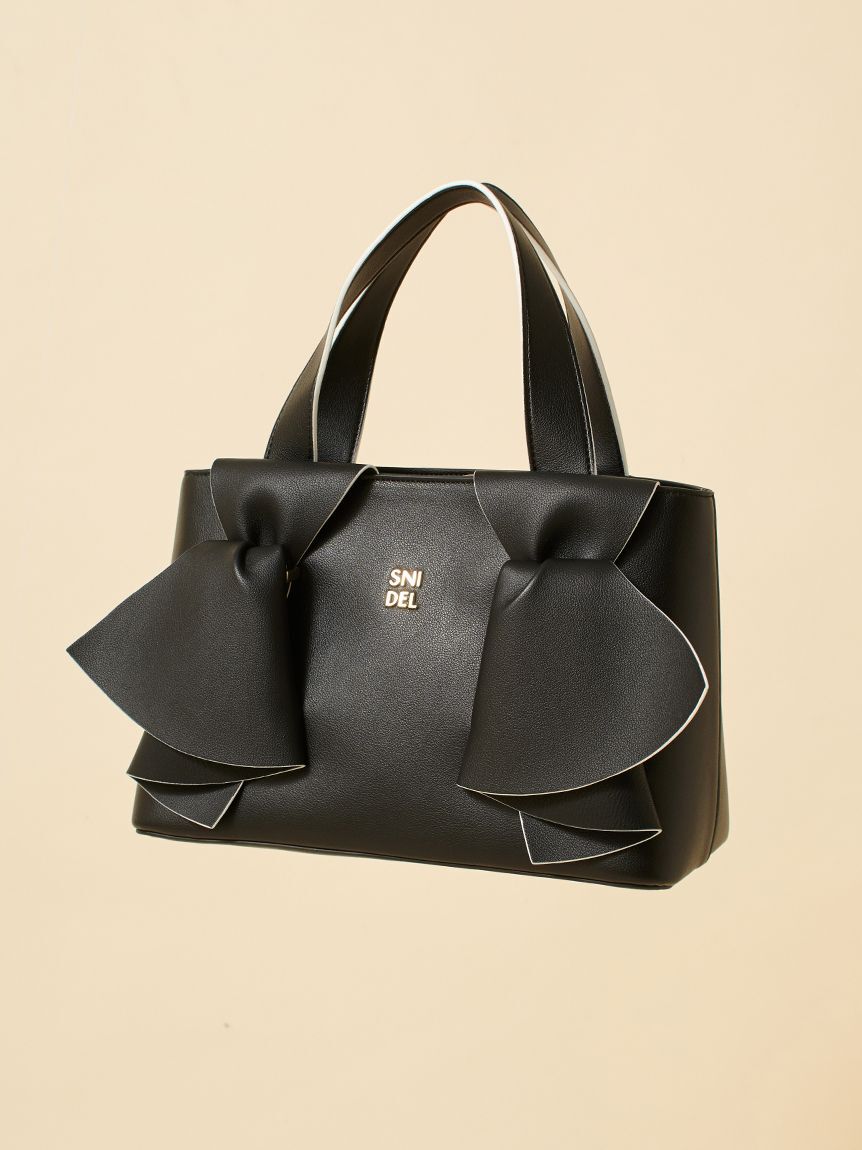 SNIDEL「ダブルリボンバッグ」|ハンドバッグ|BLK