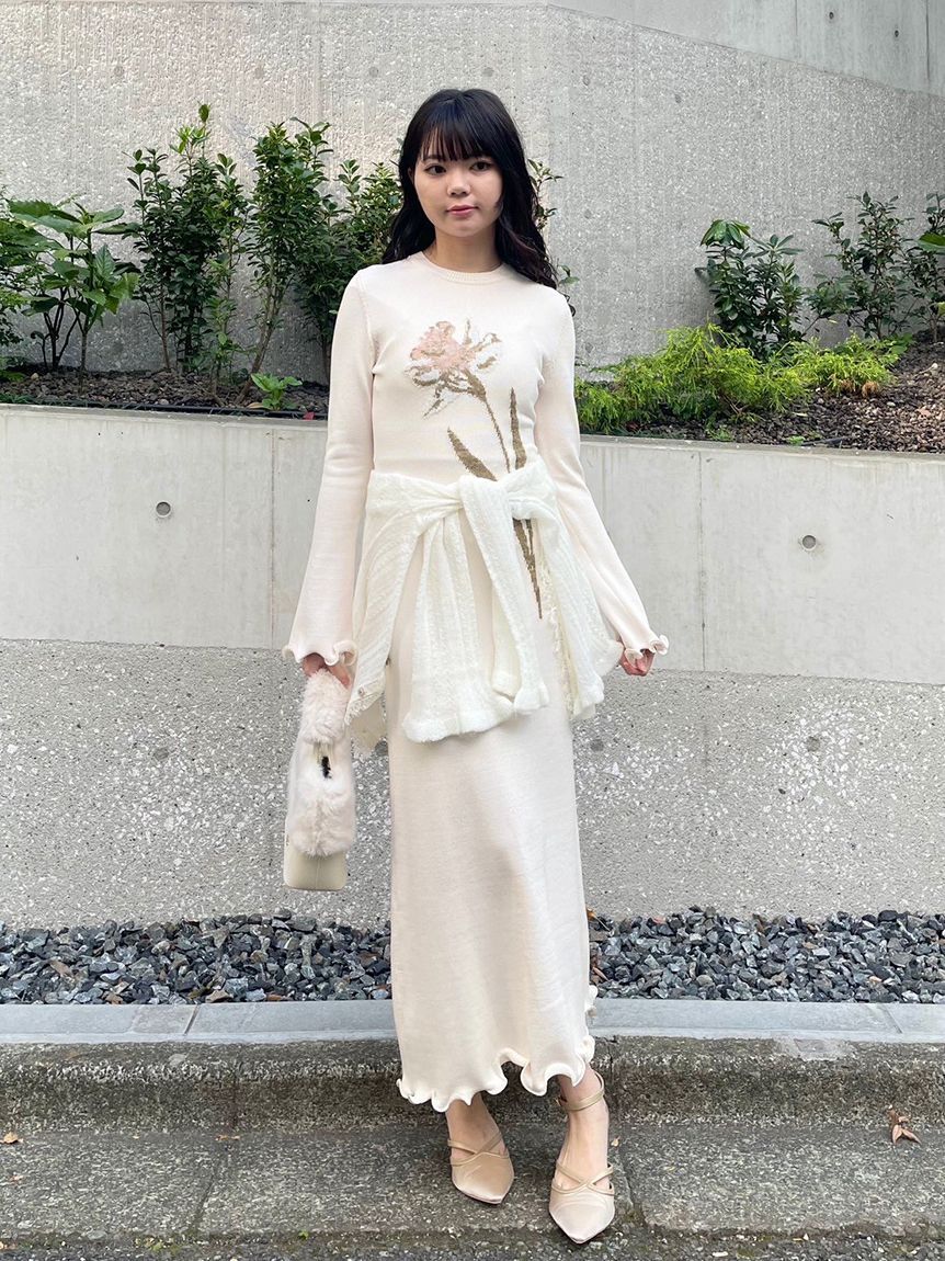 LILY BROWN「スイセンモチーフニットワンピース」|ワンピース|