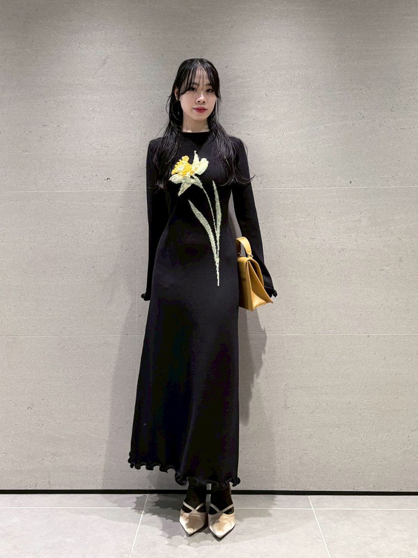 LILY BROWN「スイセンモチーフニットワンピース」|ワンピース|