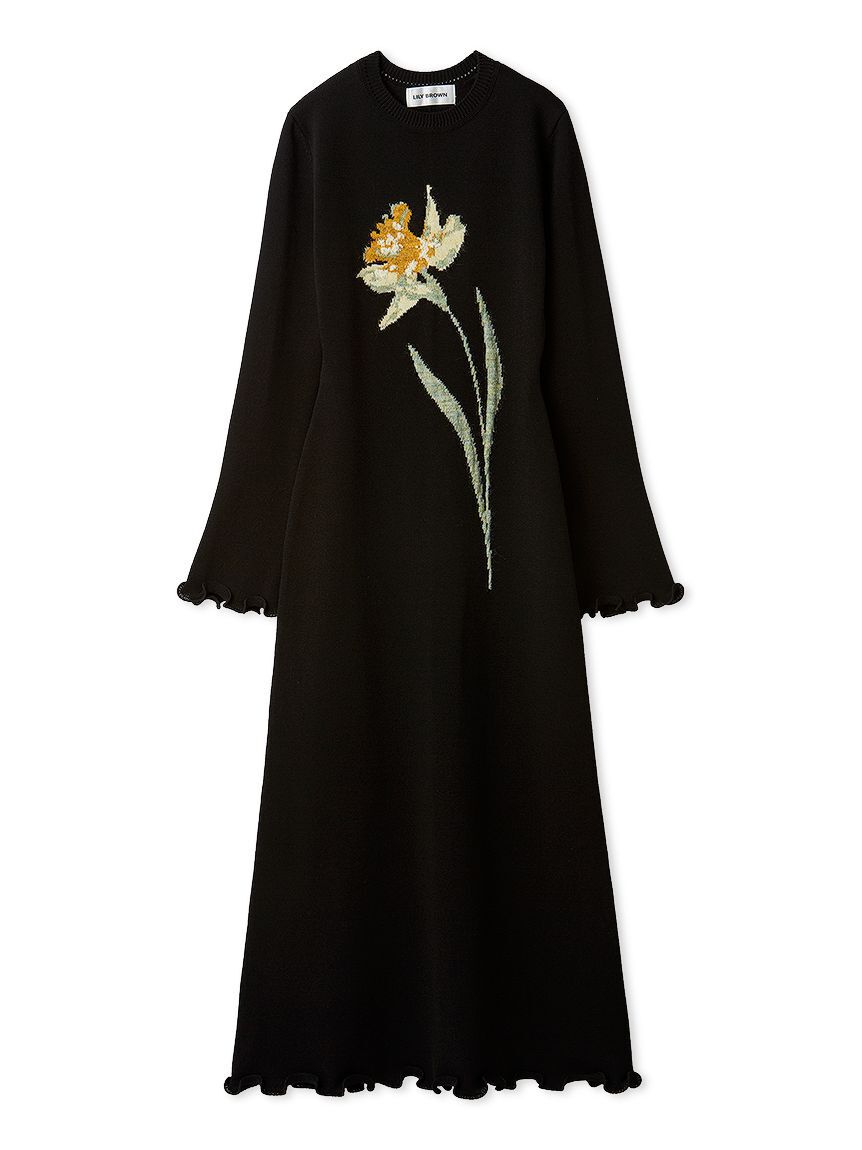 LILY BROWN「スイセンモチーフニットワンピース」|ワンピース|