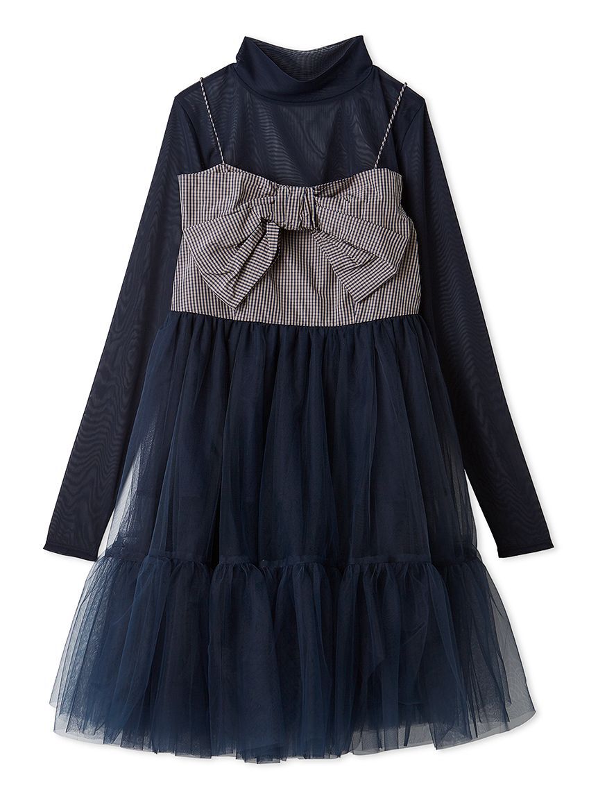 LILY BROWN「フロントリボンチュールミニドレス」|ドレス|