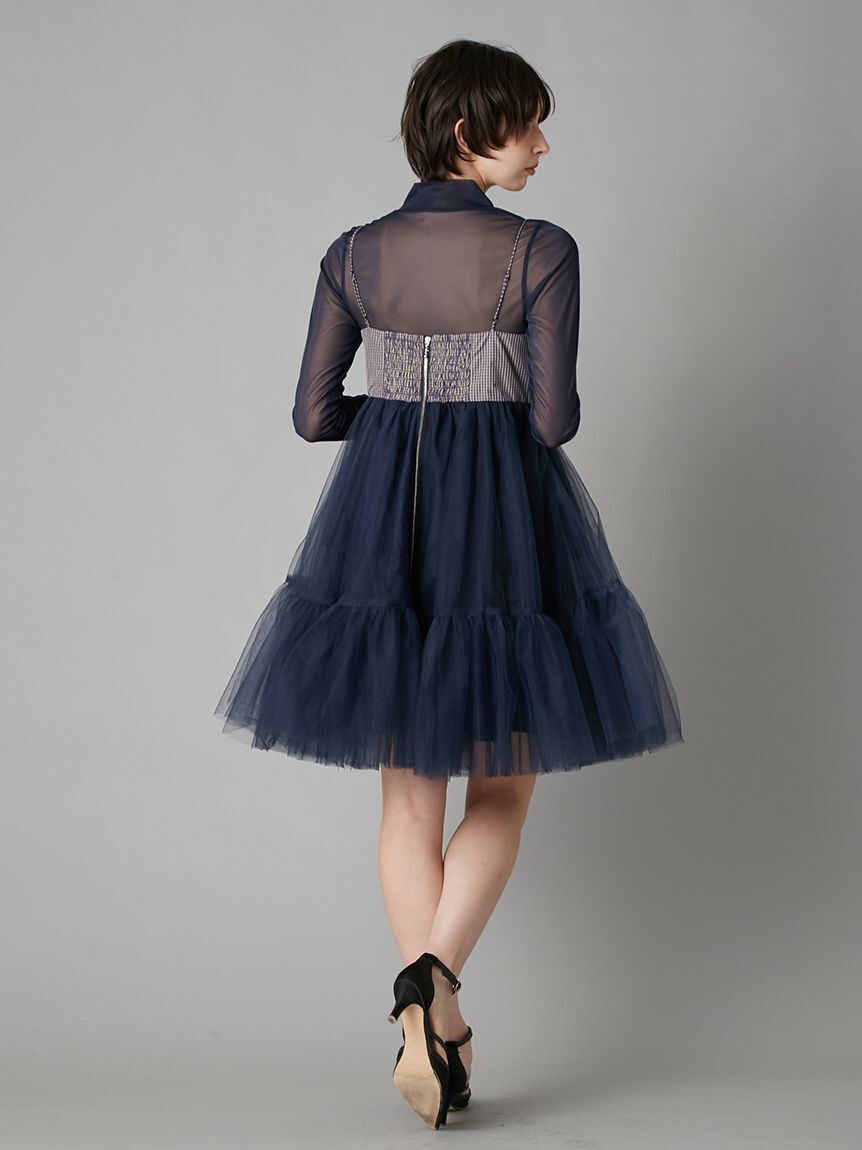 LILY BROWN「フロントリボンチュールミニドレス」|ドレス|