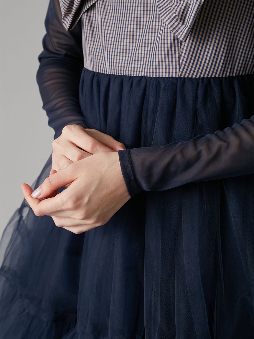 LILY BROWN「フロントリボンチュールミニドレス」|ドレス|