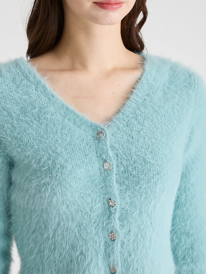 CELFORD「フェザーヤーンビジュー釦カーディガン」|カーディガン|