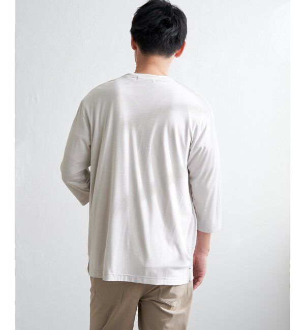 ikka「7分袖バイカラーボタンレスカーディガン」|カーディガン|