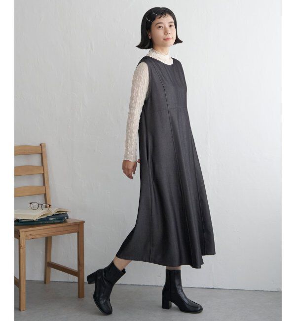 Lbc with Life「デニムライクタックフレアワンピース」|ワンピース|