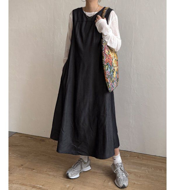 Lbc with Life「デニムライクタックフレアワンピース」|ワンピース|