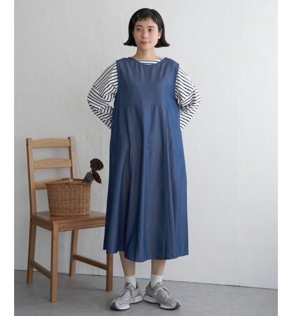 Lbc with Life「デニムライクタックフレアワンピース」|ワンピース|