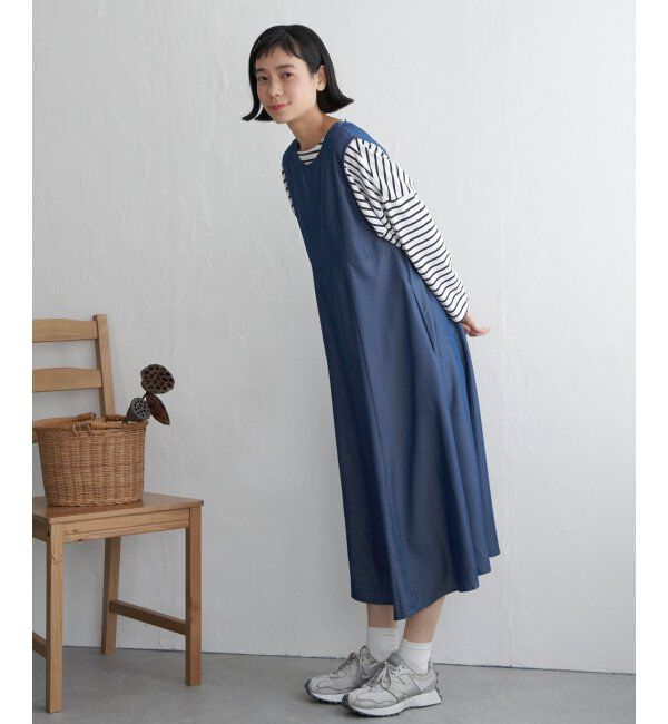 Lbc with Life「デニムライクタックフレアワンピース」|ワンピース|
