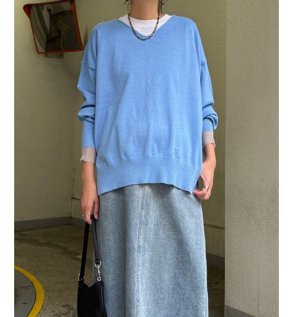 Lbc with Life「レーヨンポリV袖チュールニット」|カーディガン|