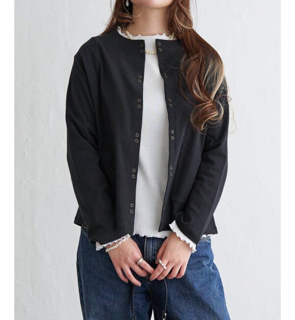 Lbc with Life「ポンチミニスナップボタンカーディガン」|カーディガン|ブラック