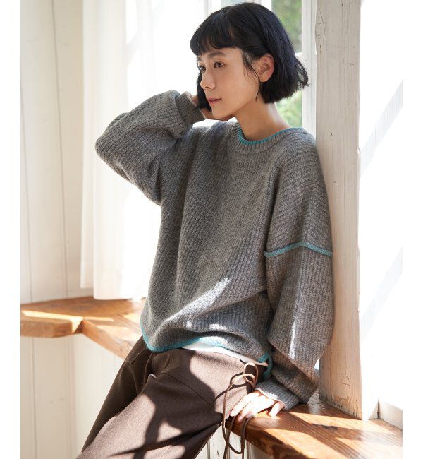 Lbc with Life「ステッチ配色畦ラインニットプルオーバー」|カーディガン|